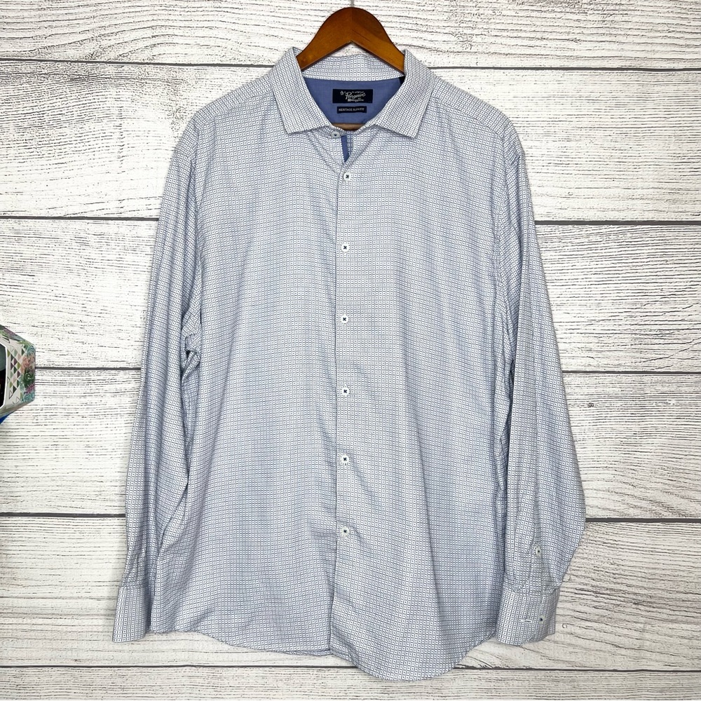 Original Penguin Light Blue Pattern Button Down S… - image 4